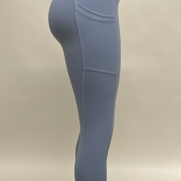 JESKHI Women's Leggings with Pockets, Light Blue - Picture 2 of 6
